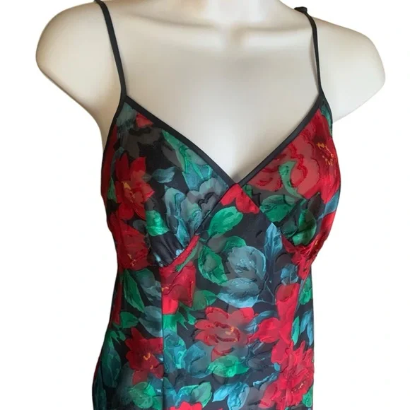Vintage Gold Label Victoria’s Secret red, green and black sheer slip dress S - Picture 4 of 7